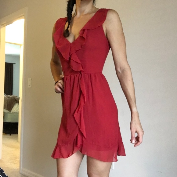 short red ruffle dress
